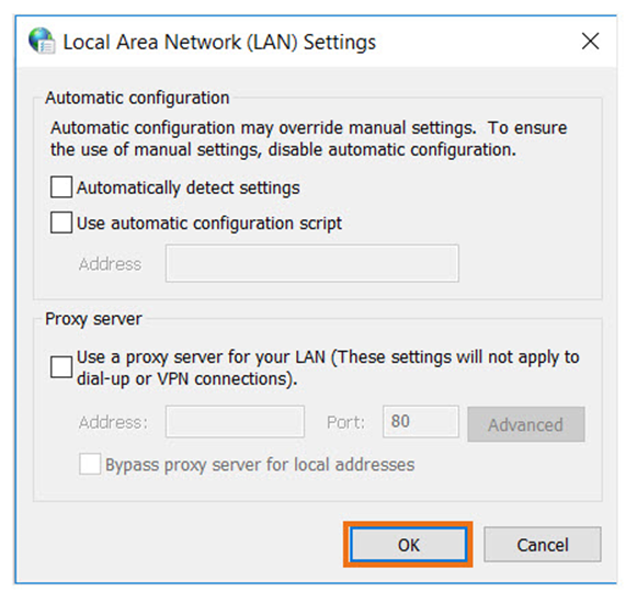 Disabling Proxy Settings